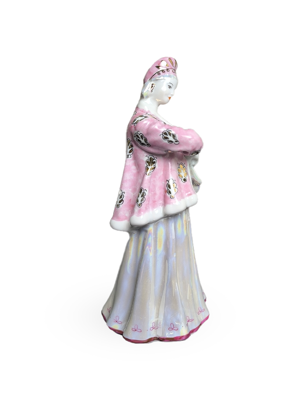 Фарфоровая статуэтка "Лебёдушка" в розовой шубке (Дулево)