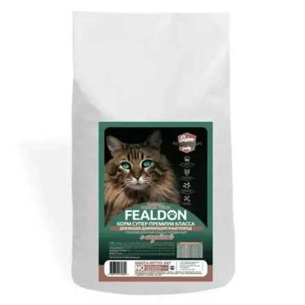 Сухой корм для длинношерстных кошек  Fealdon Hairball Control Turkey Super Premium, с индейкой