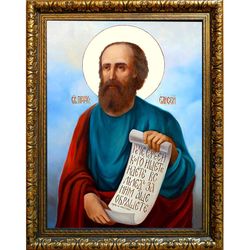 Елисей Святой пророк чудотворец. Икона на холсте.