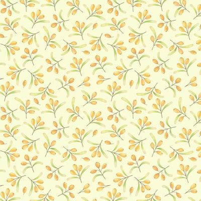 Акварельная облепиха на желтом. Watercolor sea-buckthorn on the yellow background.