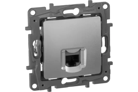 Розетка RJ45 Legrand Etika 5е алюминий 30207