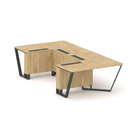 Steel Meet Стол переговорный П-образный KDK-PR.B.SP-07P Тиквуд Светлый/Металл Антрацит 1600*3200*750