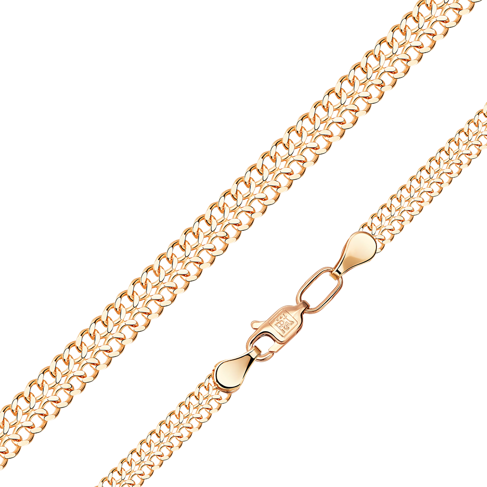 Цепь из красного золота с алмазной гранью (плетение «Ёлочка»)