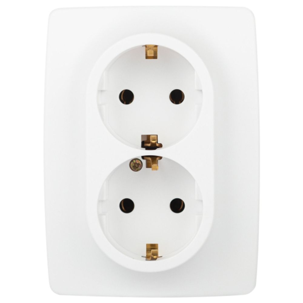 Розетка ЭРА Серия 12 12-2106-01М , 2X2P+E Schuko, 16А-250В, белый матовый
