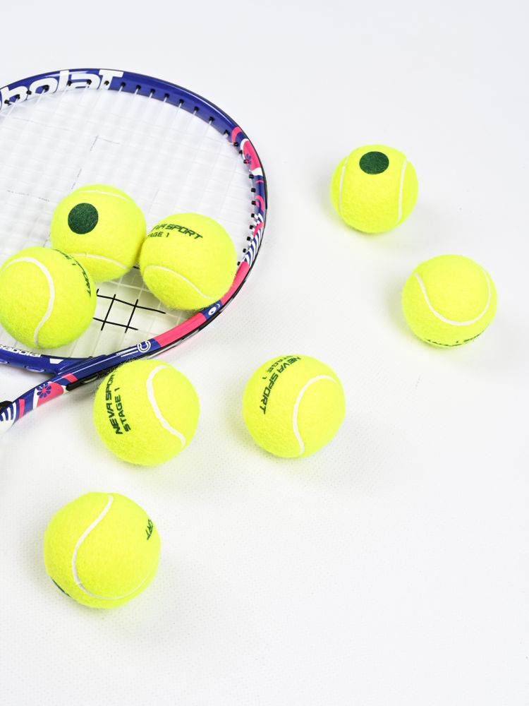 Детские теннисные мячи NEVA SPORT Green (36 мячей в пакете)