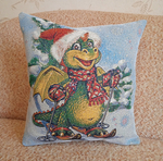 Декоративный гобеленовый чехол для интерьерной подушки Дракоша 38*38