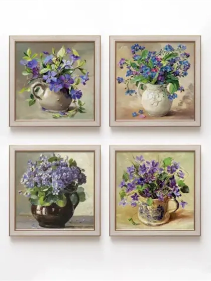 Картины на стену интерьерная на холсте 4 шт, 23*23 см
