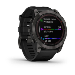 Умные часы Garmin Fenix 7X Sapphire Solar титановый угольно-серый DLC с силиконовым ремешком