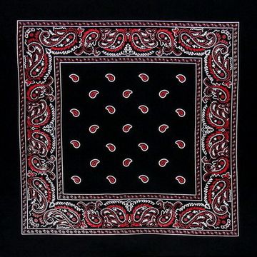 Бандана чёрная с бело-красными капельками (019)