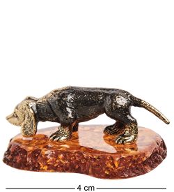 AM- 576 Фигурка «Такса» (латунь, янтарь)