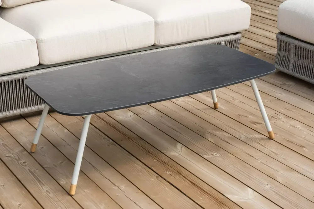 "Альбано" лаунж-зона 5-местная плетеная из роупа (веревки), каркас алюминиевый светло-серый, роуп серый меланж