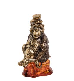 Народные промыслы AM- 740 Фигурка «Горилла» (латунь, янтарь)