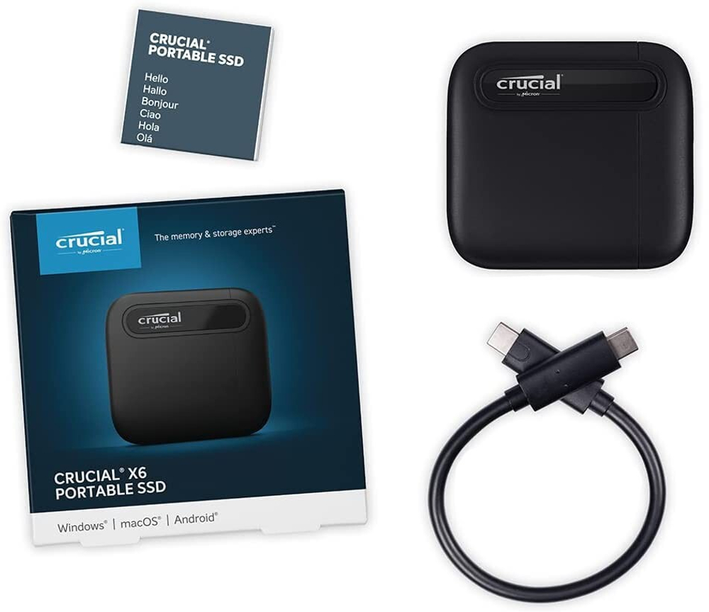 Внешний накопитель SSD 1Tb SSD Crucial X6 ( CT1000X6SSD9) USB 3.2 Type C черный