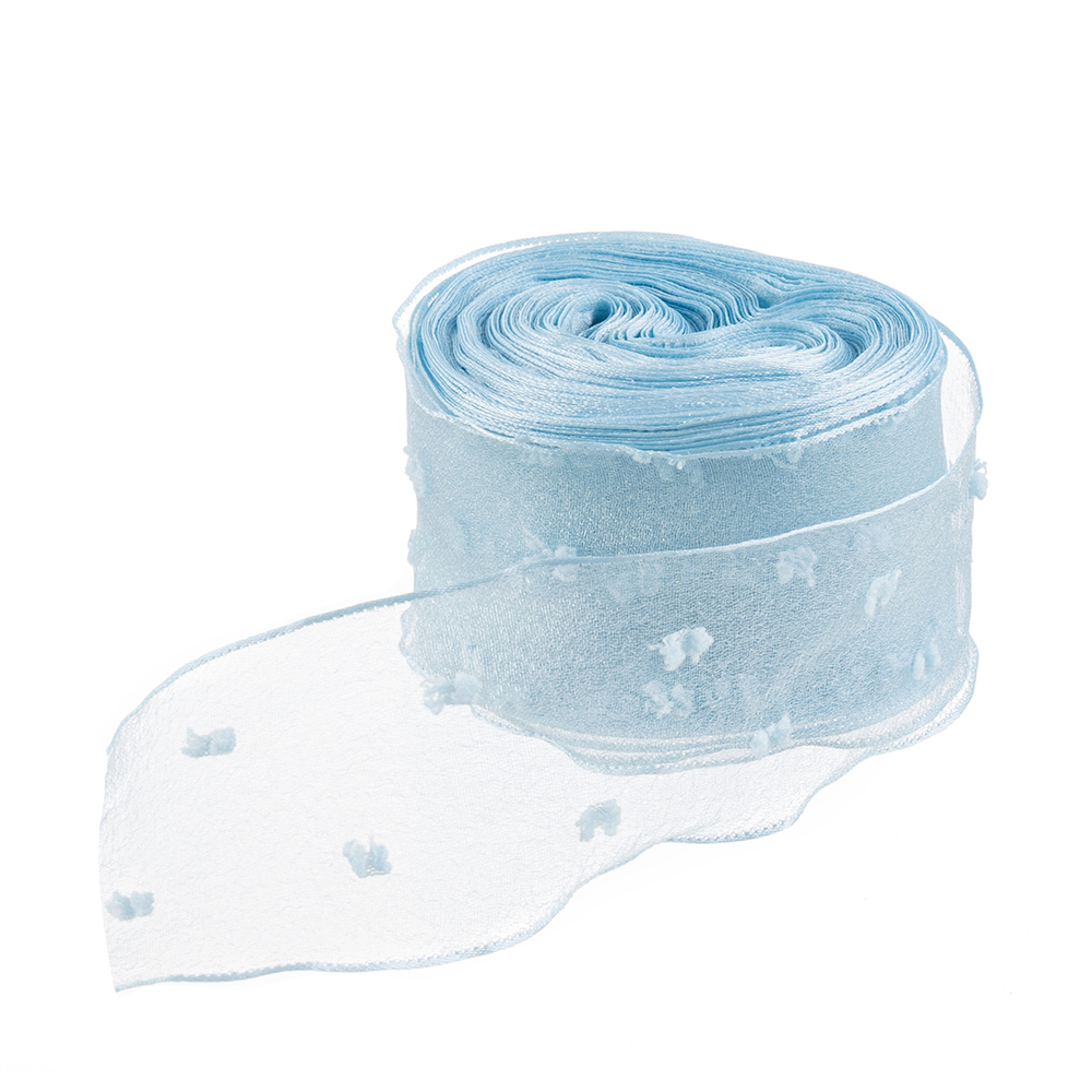 Лента декоративная (4 см*9,14 м) Воздушные точки, Голубой, 1 шт., 6233982