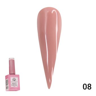 Каучуковая база для гель лака френч, Rubber Base Coat French, 15 мл., Global Fashion 08