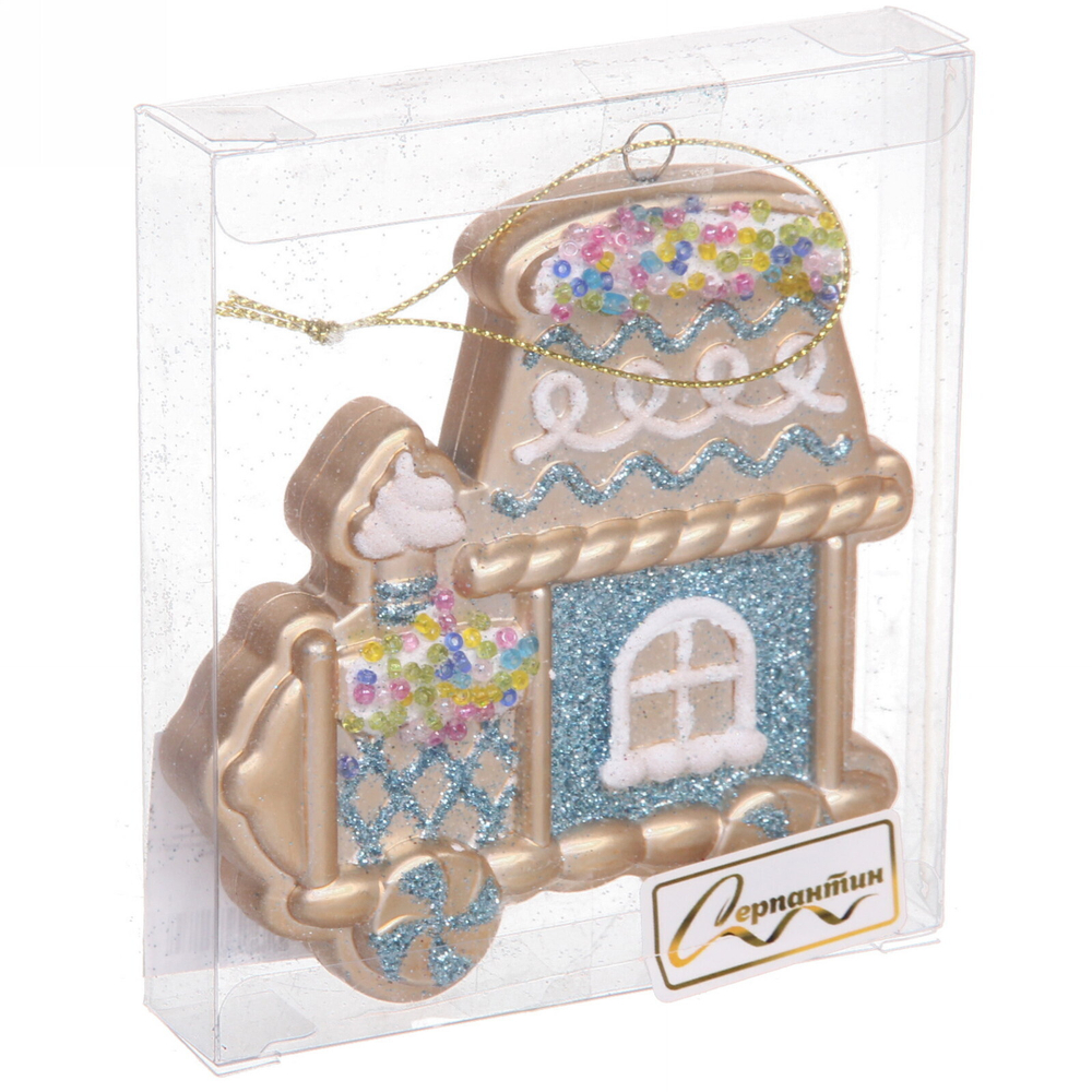 Ёлочная игрушка «Сказочный поезд» 9*1,5*10 см, голубой