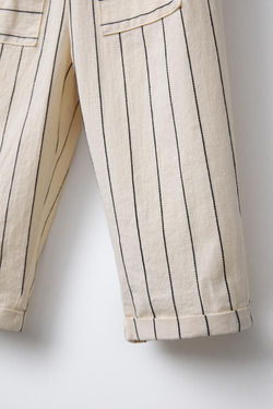 ZARA БРЮКИ В ПОЛОСКУ, ЭКРЮ/ЧЕРНЫЙ