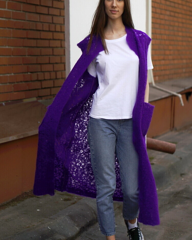 Ажурный жилет "Лиловый"