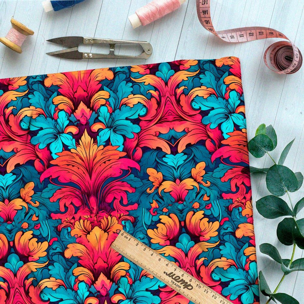 Ткань премиум интерлок туманные отражения вечности