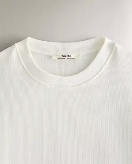 ZARA HOME ХЛОПКОВАЯ ФУТБОЛКА, ЭКРЮ