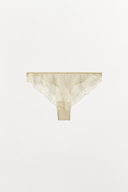 ZARA ТРУСЫ С ХЛОПКОВЫМ КРУЖЕВОМ, ЭКРЮ