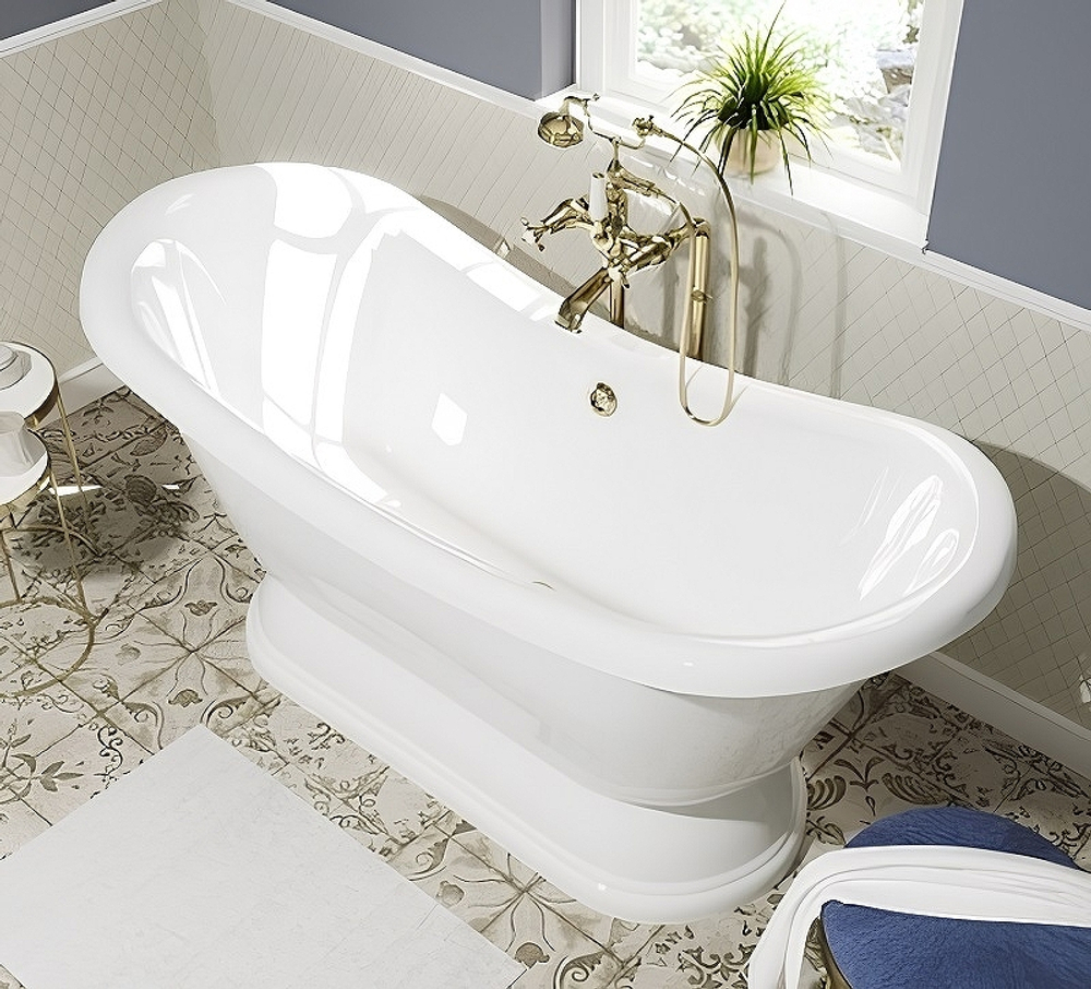 Ванна из литьевого мрамора Эстет Бостон 180х74 на подиуме белая, ФР-00001046