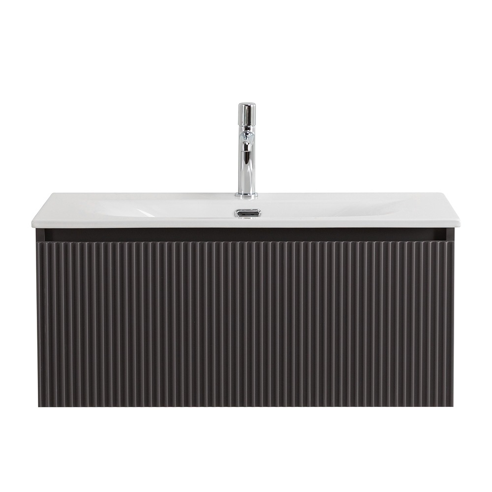 Тумба с раковиной подвесная BelBagno UNO-800-1C-SO-GSO Темно-Серый матовый, раковина белая BB-8099-80