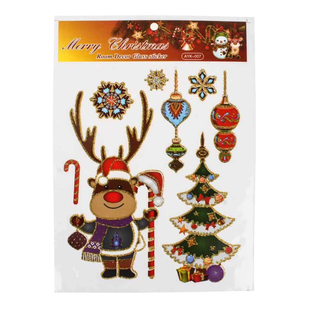 Наклейка новогодняя 21.5*30.5 см, 4 вида микс , пакет