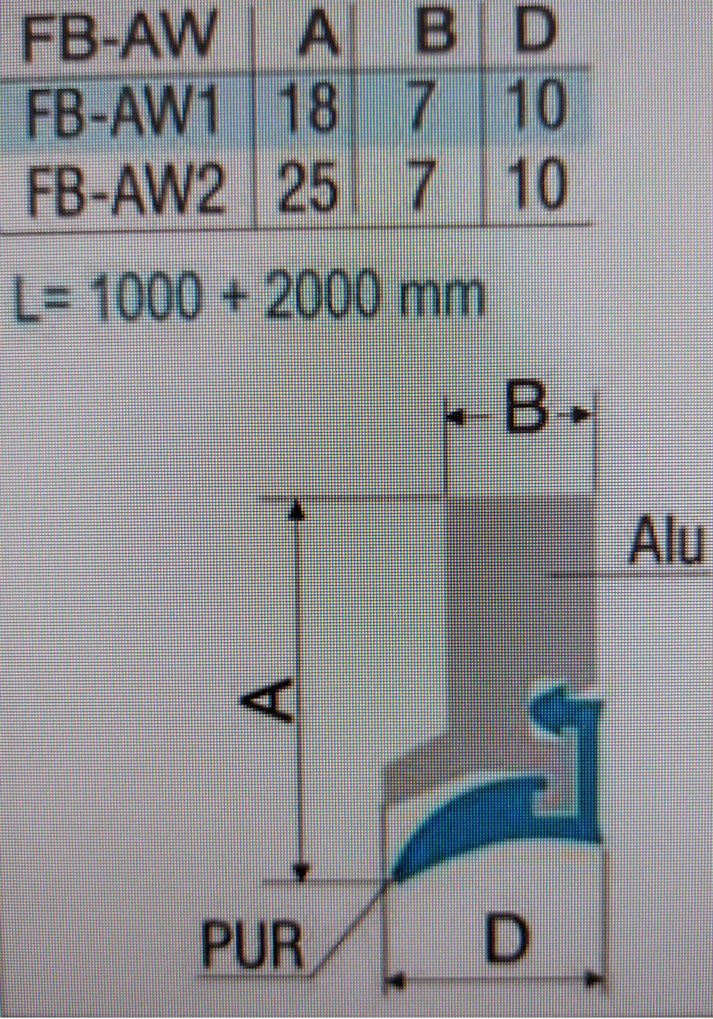 Гребень скребка (стирателя, грязесъемника ) полиуретан APL 3,0 1000 мм ( для скребков APL 1.1/2.1/1.3/2.3)