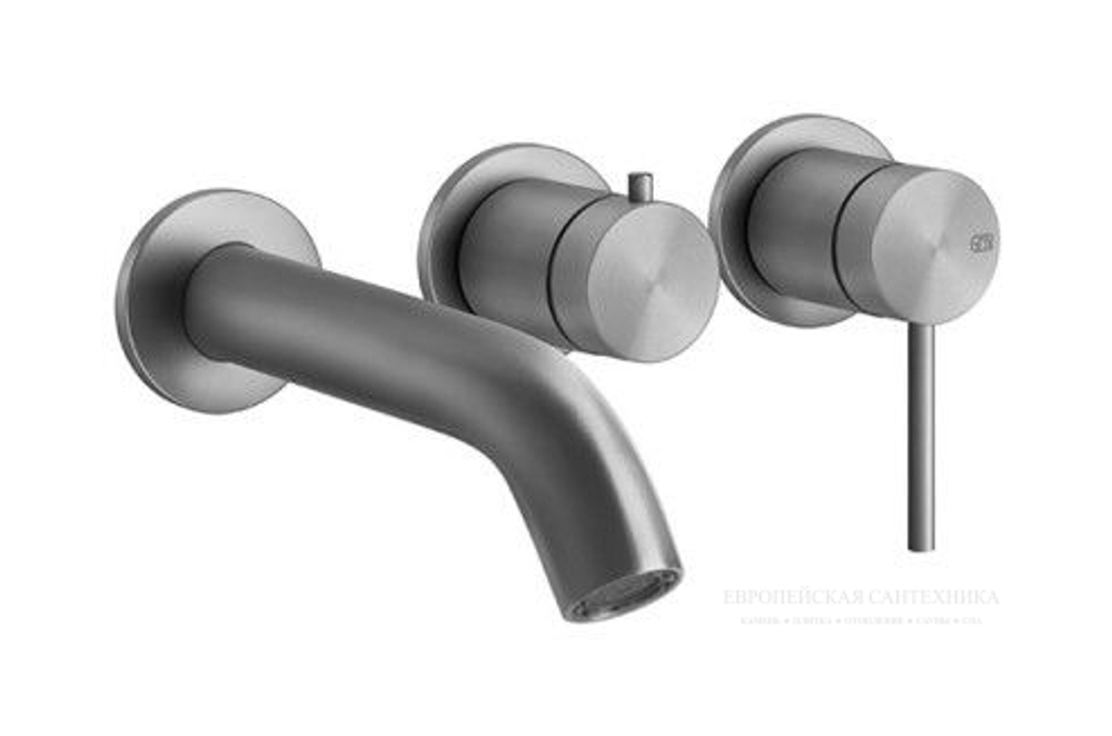 Смеситель для ванны Gessi 316, встраиваемый, на 2 выхода, излив, переключатель, цвет Steel Brushed