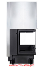 Каминная топка Экокамин ДЕЛЬТА 1200 B три стекла принтинг черный шамот