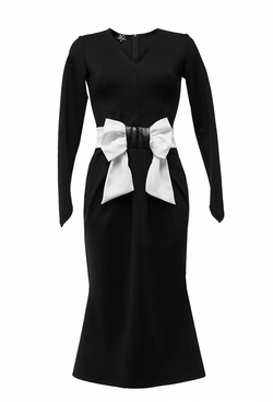 Платье с юбкой годе чёрное 15-02-20FW