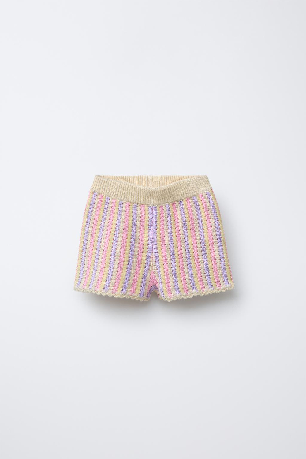 ZARA ШОРТЫ ИЗ ТРИКОТАЖА В ПОЛОСКУ, ПАСТЕЛЬНО-РОЗОВЫЙ