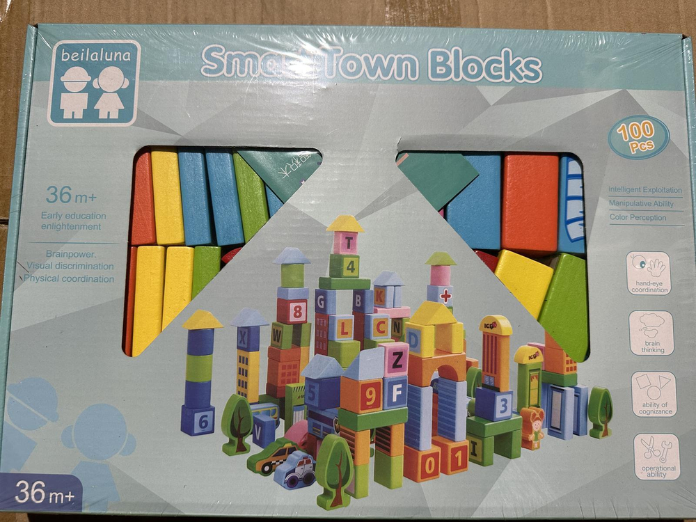 Конструктор деревянный 100 элемента, коробка C-41718