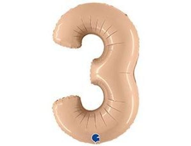 G Шар 40'' / 102 см "Цифра 3" Сатин Nude (БГ-60)