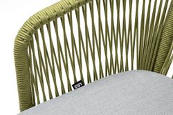 "Марсель" стул плетеный из роупа, каркас алюминий светло-серый (RAL7035) муар, роуп салатовый меланж круглый, ткань светло-серая