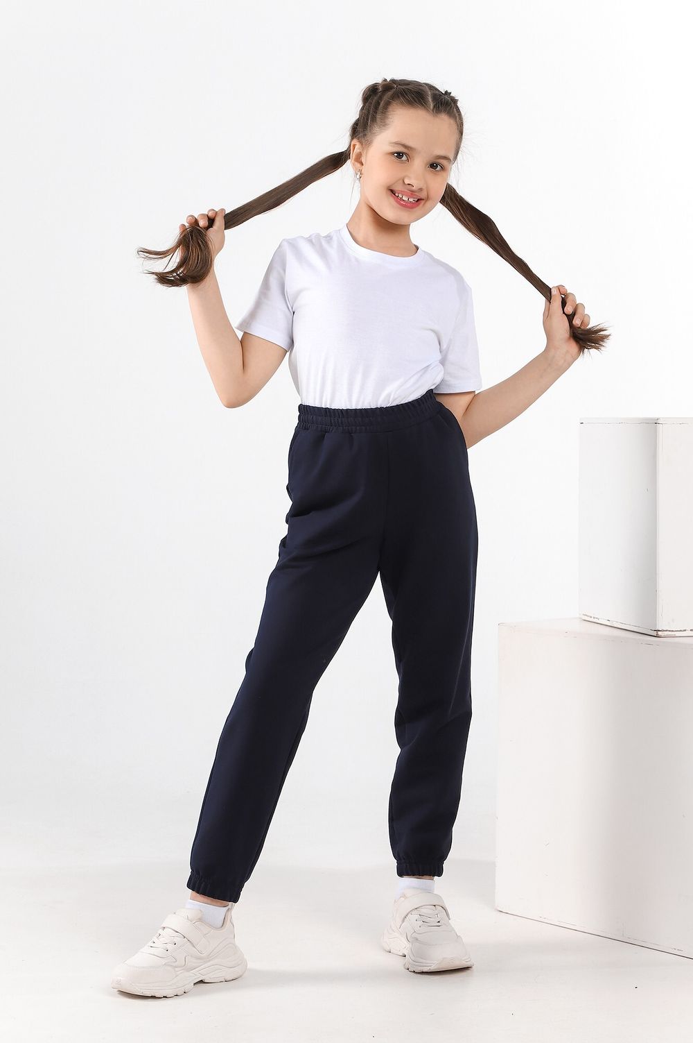 Брюки для девочки Скул-1 Виотекс ТЁМНО-СИНИЙ