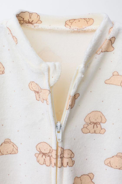 ZARA КОМБИНЕЗОН ИЗ ВЕЛЮРА С ПРИНТОМ «СОБАЧКИ», РЫЖЕВАТО-КОРИЧНЕВЫЙ