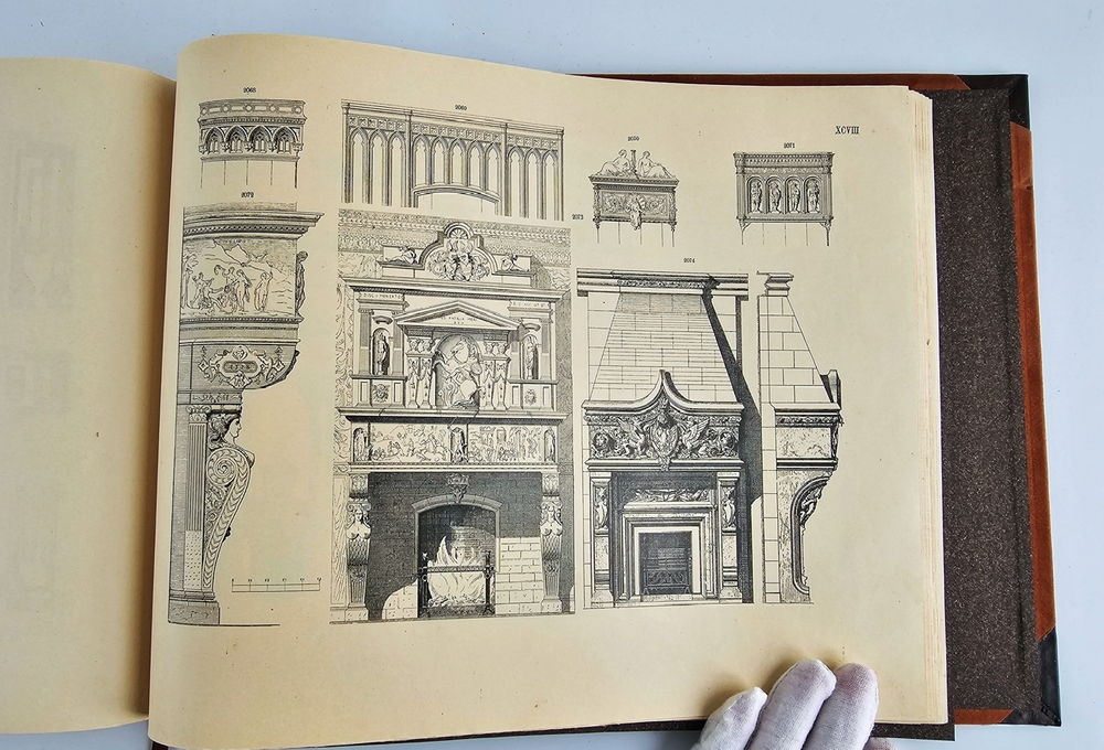 "Гражданская архитектура (4 тома + Атлас чертежей). Части зданий". М.Е.Романович. 1895г. - антикварная книга
