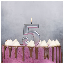 Свечи-цифры Серебряные, 8 см.