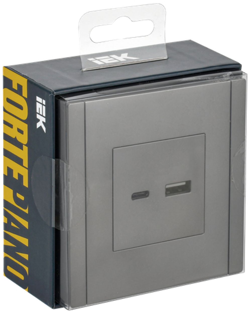 FORTE&PIANO Розетка USB A+C 18Вт FP551 сталь IEK