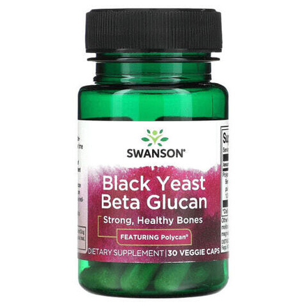 Бета-глюкан Swanson, Черные дрожжи, бета-глюкан, 30 вегетарианских капсул
