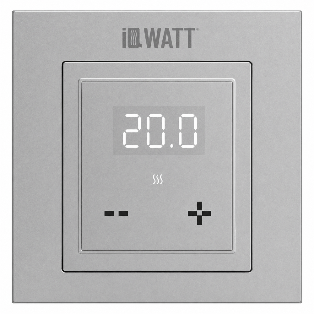 Регулятор температуры пола и воздуха IQWATT 400427 16А 220В, металлик, 45х45 (55х55) мм, IQ D