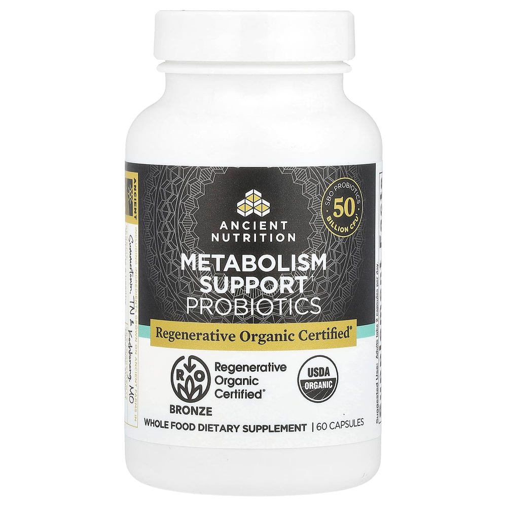 Ancient Nutrition, Пробиотики для поддержки метаболизма, 60 капсул