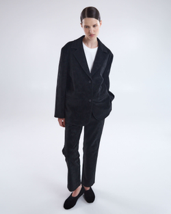 Жакет свободного кроя из искусственной замши черный