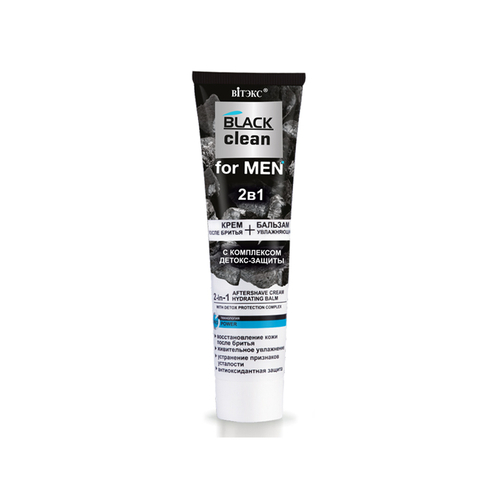 Витэкс BLACK CLEAN FOR MEN 2в1 КРЕМ ПОСЛЕ БРИТЬЯ + УВЛАЖНЯЮЩ. БАЛЬЗАМ с комплексом детокс-защиты 100мл