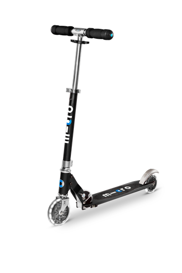 Самокат Micro Sprite чёрный LED + Ремень для переноски черный