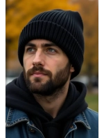 шапка вязаная с отворотом зимняя теплая