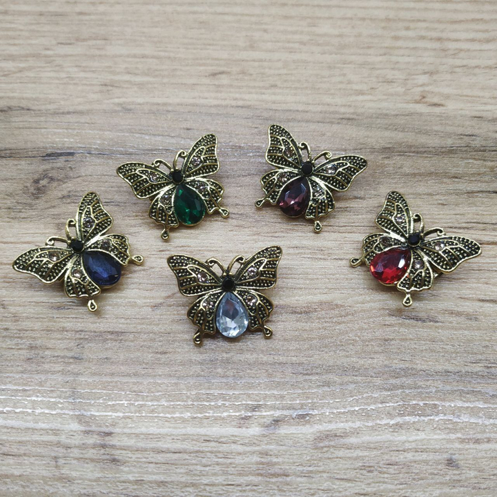 Брошь Mini Бабочка кристалл стразы цвет микс металл золотистый