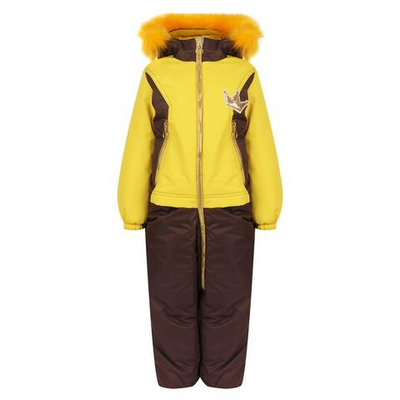 Комбинезон Бьянка р-р 98 желтый/коричневый иск. опушка